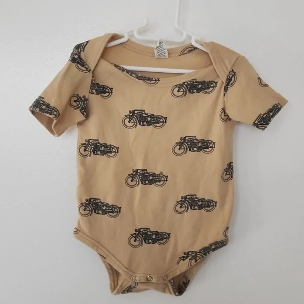 kate quinn Tan Bodysuit with Black Motorcycle Print